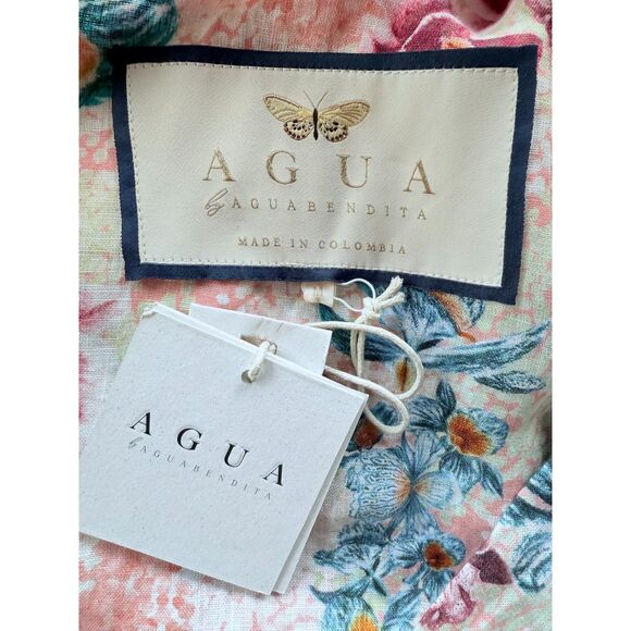 NWT AGUA by Agua Bendita Pupe Prado Floral Applique 100% Linen Mini Dress Size M - Picture 12 of 16